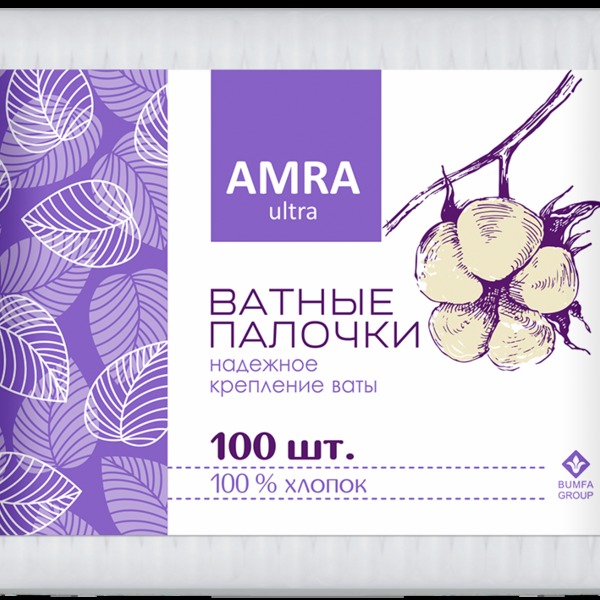 Ватные палочки AMRA 100шт пакет