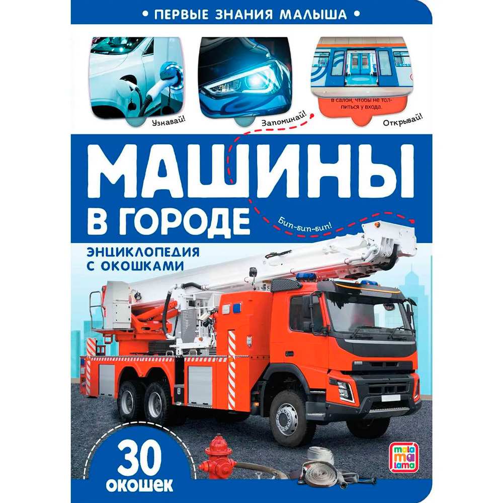 Книга 9785001348115 Первые знания малыша(с окошками). Машины в городе