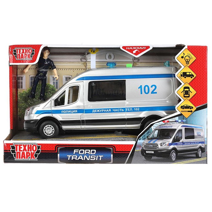 Модель TRANSITVAN-22PLPOL-SR FORD TRANSIT ПОЛИЦИЯ Технопарк  в коробке