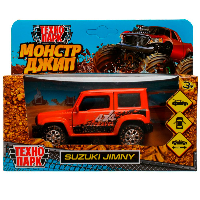 Модель JIMNY-12MUD-OG SUZUKI JIMNY 11,5 см оранж Технопарк в кор. /72/