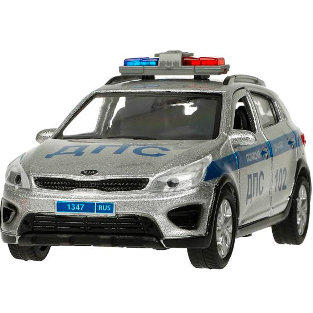 Модель XLINE-12SLPOL-S KIA RIO X ПОЛИЦИЯ 12 см, двери, багаж, инерц, серебр, Технопарк в кор.