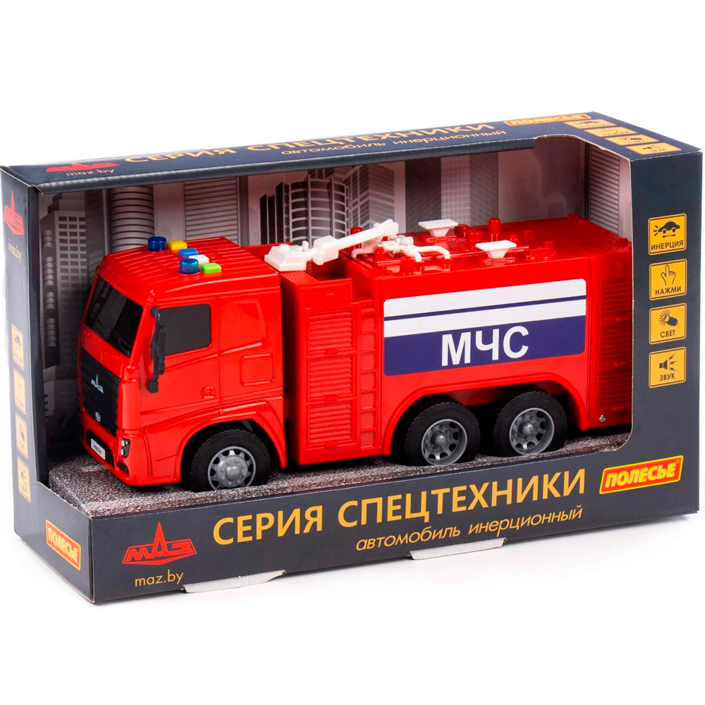 Автомобиль МАЗ Пожарный инерц. (со светом и звуком) (в коробке) 94094 П-Е /8/