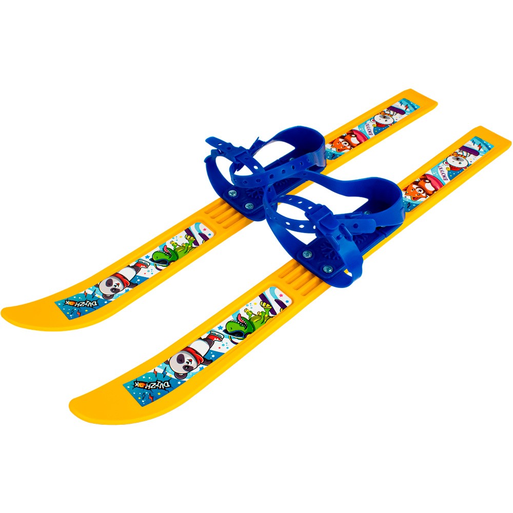 Лыжи детские Олимпик-спорт 66/75 см жёлтые с палками из стеклопластика в сетке МПЛ 102.00 Dvizhok .