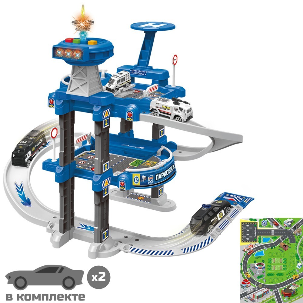 Парковка MK660-A304 Young Racer Авто-трек полиция, машины меняют цвет в кор.