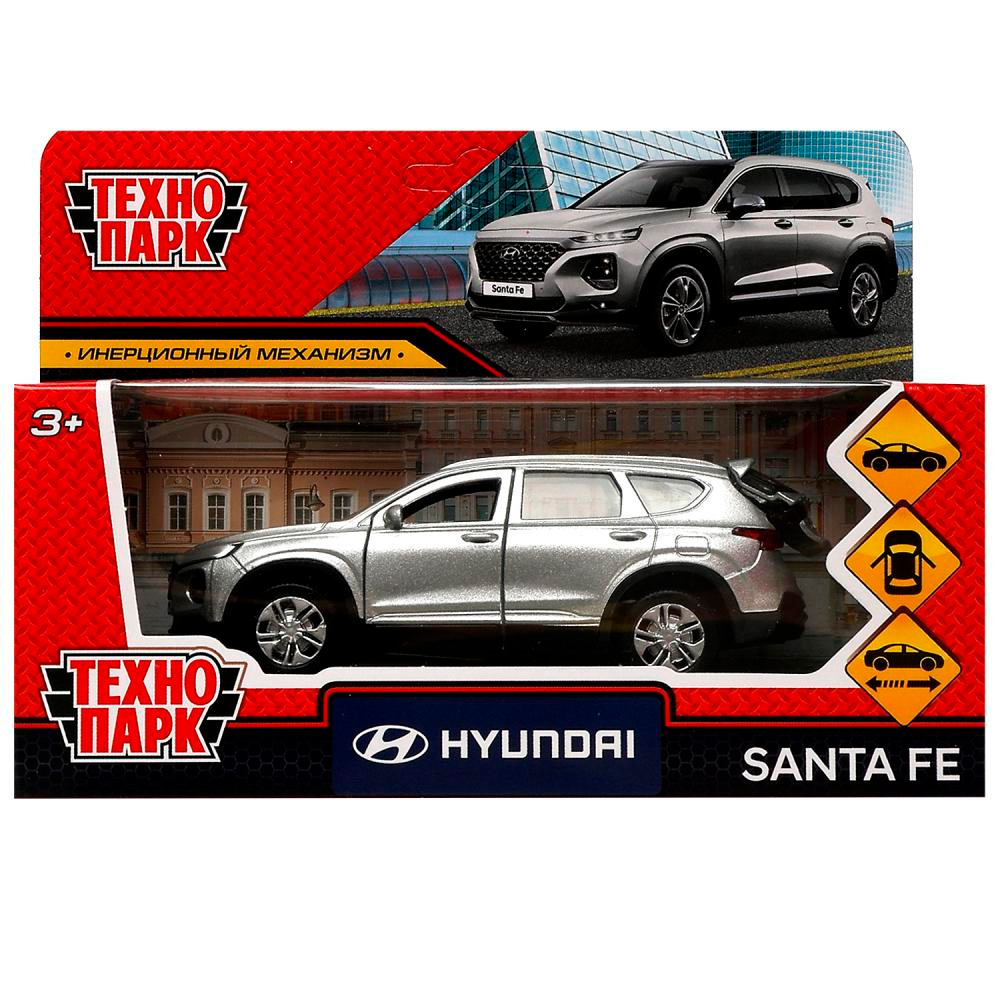 Модель SANTAFE2-12-SR HYUNDAI SANTAFE длина 12 см, двери, багаж, инер, серебр Технопарк в кор. /72/