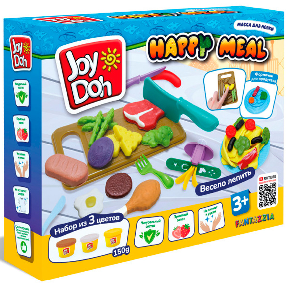 Набор для творчества Масса для лепки Joy Doh набор HAPPY MEAL-ОБЕД НА ВСЮ СЕМЬЮ,мн. блюд, 16 аксессуаров,3 баночки с тестом MEAL-150 pot /12/ ***