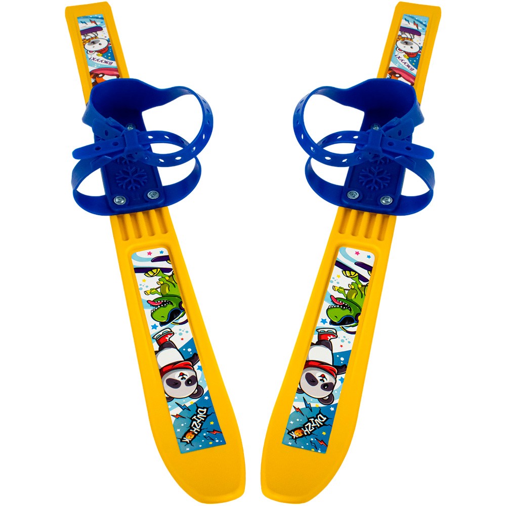 Лыжи детские Олимпик-спорт 66/75 см жёлтые с палками из стеклопластика в сетке МПЛ 102.00 Dvizhok .